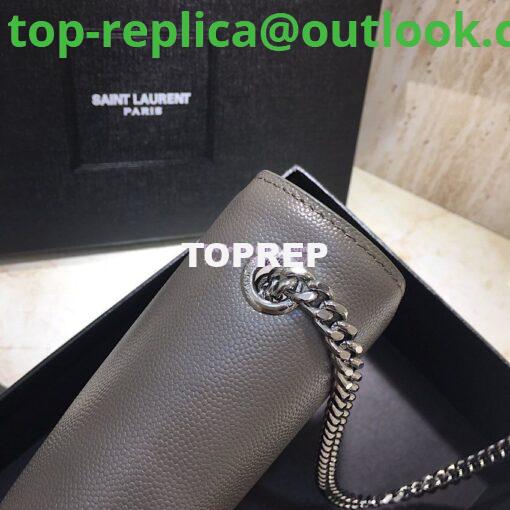 Replica YSL Saint Laurent Classic Medium Kate Satchel Silver Hardware In Grained De Poudre Textured Leather Grey 4