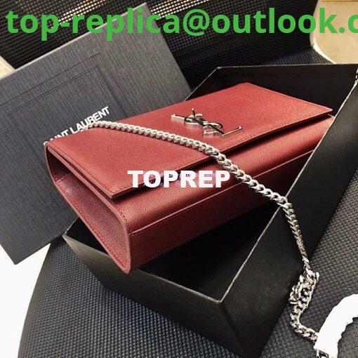 Replica YSL Saint Laurent Classic Medium Kate Satchel Silver Hardware In Grained De Poudre Textured Leather Dark Red 3