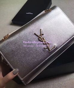 Replica YSL Saint Laurent Classic Medium Kate Satchel In Grained De Poudre Textured Leather Pale Gold 2