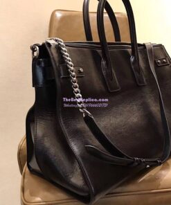 Replica YSL Saint Laurent Sac De Jour Souple 36 Duffle Bag In Black Moroder Leather