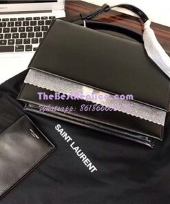 Replica YSL Saint Laurent Babylone Top Handle Bag In black Leather 2