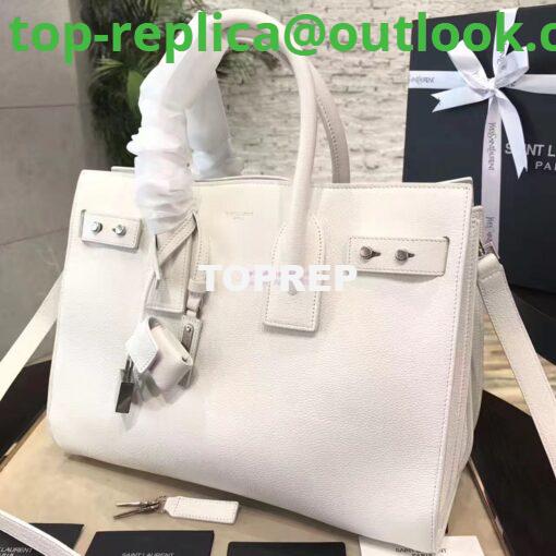 Replica YSL Yves Saint Laurent Classic Sac De Jour Souple Bag in Grained Leather White 8