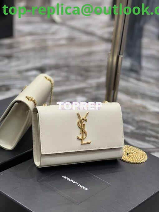 Replica YSL Saint Laurent Kate small chain bag in grain de poudre embossed leather 469390 White 3