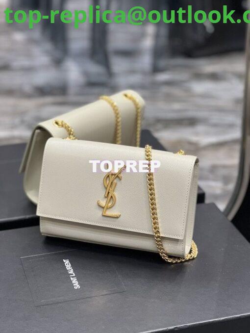 Replica YSL Saint Laurent Kate small chain bag in grain de poudre embossed leather 469390 White 5