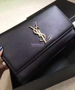 Replica YSL Classic Medium Kate Monogram Saint Laurent Satchel In Black Smooth Calfskin Leather 2