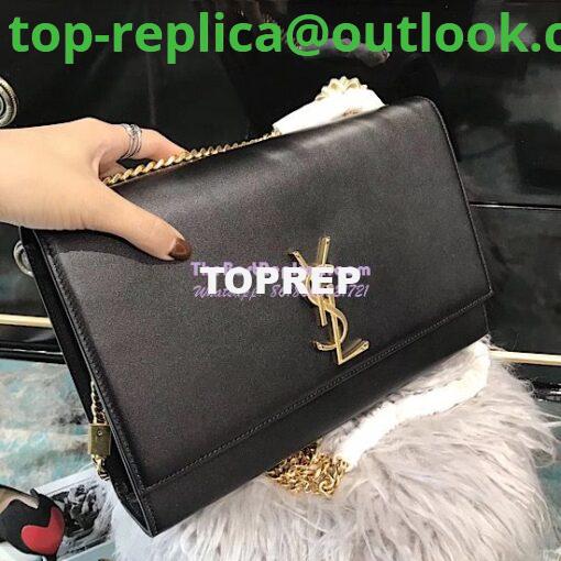 Replica YSL Saint Laurent Large Kate Chain Bag In Black Smooth Leather 3