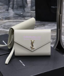 Replica YSL Saint Laurent Cassandre Flap Pouch In Smooth Leather 650858 Blanc