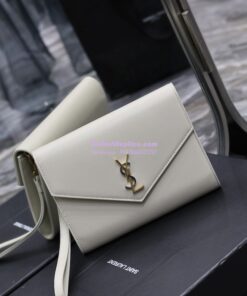 Replica YSL Saint Laurent Cassandre Flap Pouch In Smooth Leather 650858 Blanc 2