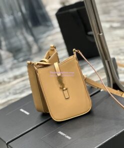 Replica YSL Saint Laurent Le 5 à 7 mini vertical in beige vegetable-tanned leather 735214 2