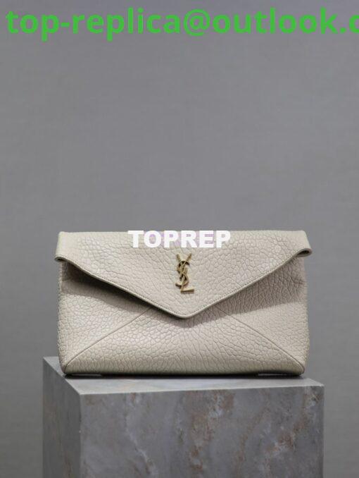 Replica Saint Laurent YSL Cassandre Small Envelope Pouch In Grained Lambskin 764931 whitee