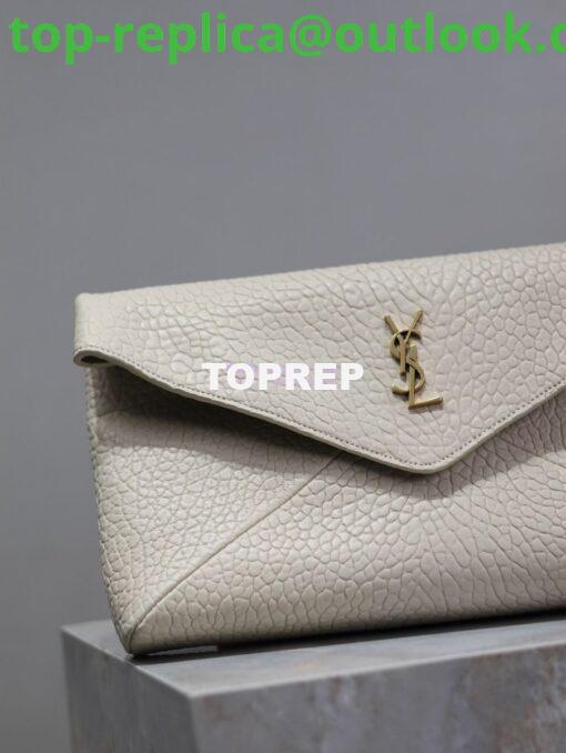 Replica Saint Laurent YSL Cassandre Small Envelope Pouch In Grained Lambskin 764931 whitee 3