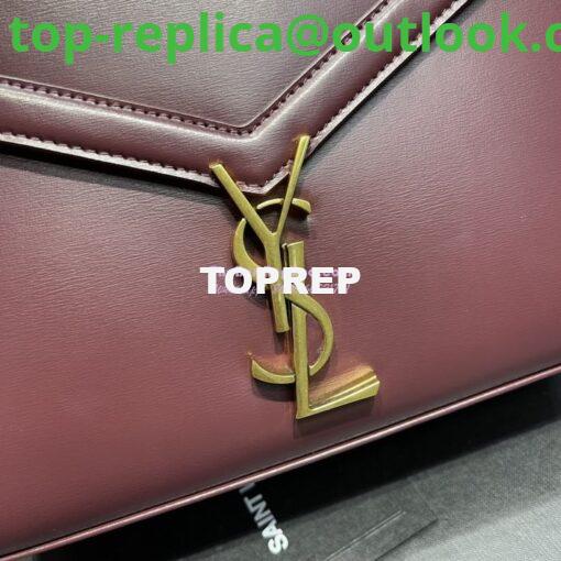 Replica YSL Saint Laurent Cassandra Medium Top Handle Bag In Smooth Leather 578000 Dark Red 6