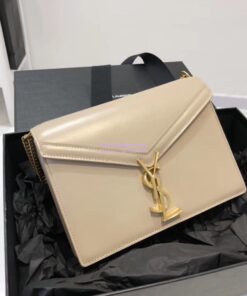 Replica YSL Saint Laurent Cassandra Monogram Clasp Bag In Smooth Leather Beige