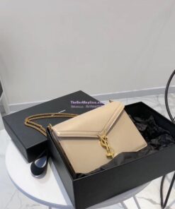 Replica YSL Saint Laurent Cassandra Monogram Clasp Bag In Smooth Leather Beige 2