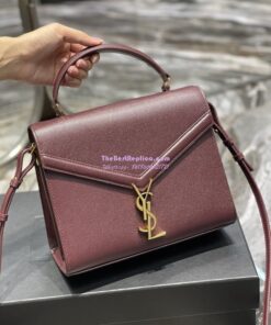 Replica YSL Saint Laurent Cassandra Top Handle Medium Bag In Grain De Poudre Leather Red