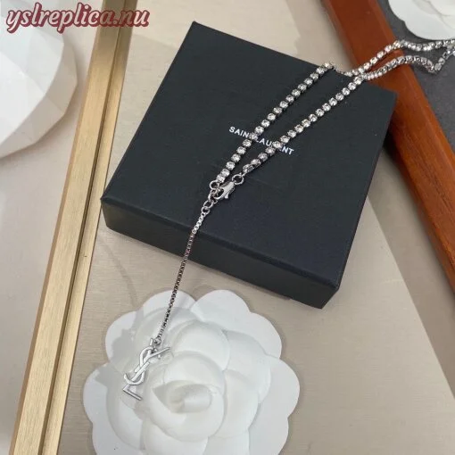 Replica YSL Fake Saint Laurent Alphabet Tassel Diamond Necklace 7