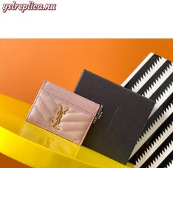 Replica YSL Cassandre MatelassÉ Card Holder Case In Grain De Poudre Embossed Leather