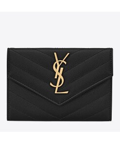 Replica Saint Laurent Cassandre Small Envelope Wallet in Black Matelasse Leather