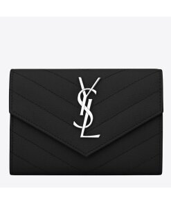 Replica Saint Laurent Cassandre Small Envelope Wallet in Noir Matelasse Leather