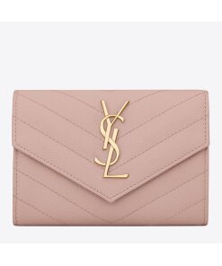 Replica Saint Laurent Cassandre Small Envelope Wallet in Pink Matelasse Leather