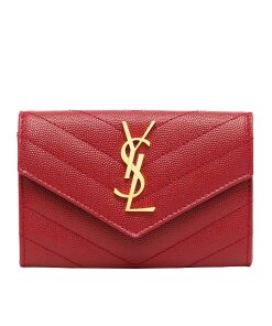 Replica Saint Laurent Cassandre Small Envelope Wallet in Red Matelasse Leather