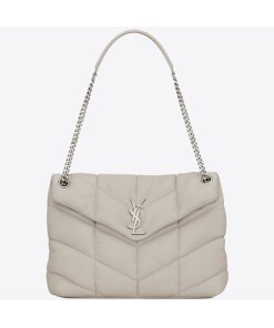 Replica Saint Laurent Puffer Medium Chain Bag In Ivory Lambskin