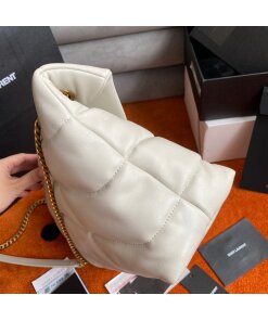 Replica Saint Laurent Puffer Medium Chain Bag In White Lambskin