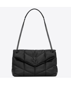 Replica Saint Laurent Puffer Small Chain All Black Bag In Quilted Lambskin