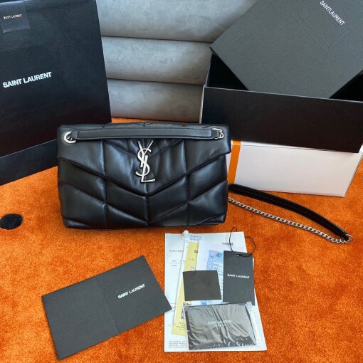 Replica Saint Laurent Puffer Small Chain Bag In Noir Lambskin 5