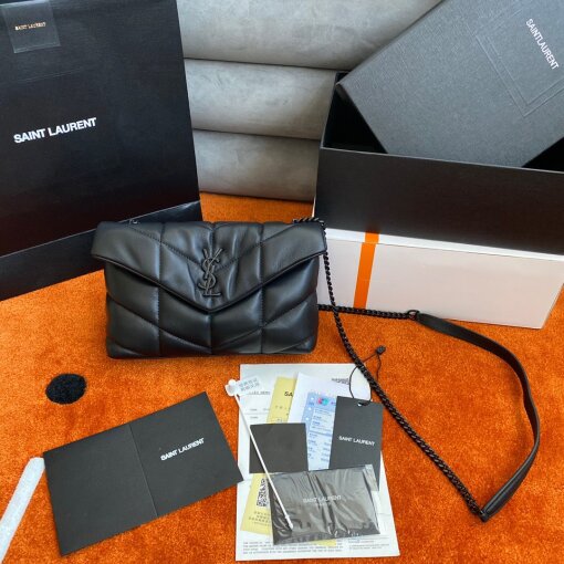 Replica Saint Laurent Puffer Toy All Black Bag In Quilted Lambskin 7