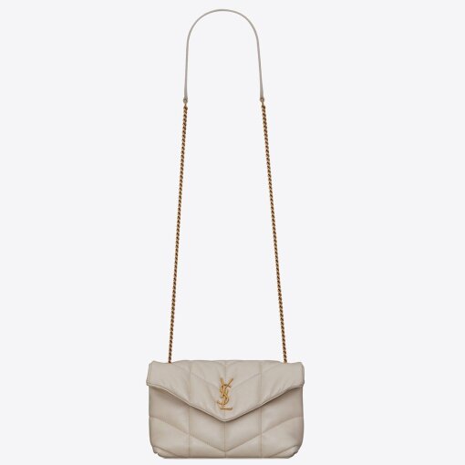 Replica Saint Laurent Puffer Toy Bag In White Quilted Lambskin 7